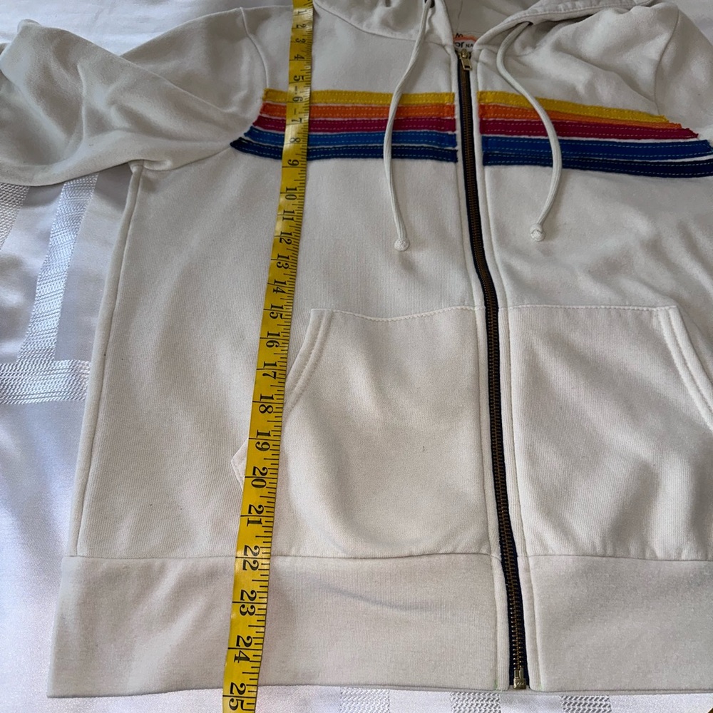 ππ» Aviator Nation Five Stripes white cream colored zip Ip hoodie unisex medium - Picture 5 of 9